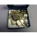 Small collection of silver items including cuff links