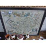A 18/19th century framed map of Cheshire
