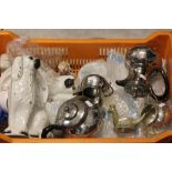 A collection silver plated items, Staffordshire dog and other items