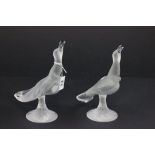 A pair of lalique seagulls, signed to base "Lalique, France"