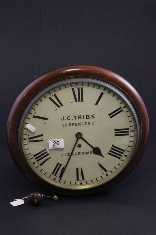 A mahogany cased wall clock, by J.C. Tribe 38, Spencer St, Clerkenwell