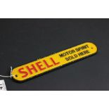 Cast iron Shell Motor Spirit Sold Here sign