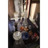 A collection of glass ware including decanters and other items