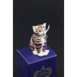 A Royal Crown Derby figure of a cat, with original box