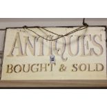 Wooden Handpainted Sign ' Antiques Bought & Sold '