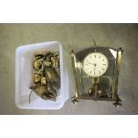 Vintage 1950's Kern & Sohne brass 400 day anniversary mantel clock plus Collection of brass animals