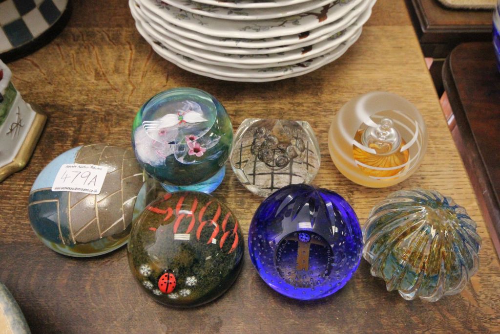 Seven Caithness Glass Paperweights including limited edition Vincents Chair, Ornamental Pool,