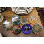 Seven Caithness Glass Paperweights including limited edition Vincents Chair, Ornamental Pool,