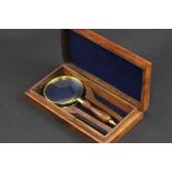 Wooden Cased Large Wooden Handled Magnifying Glass ( box with Naval design )