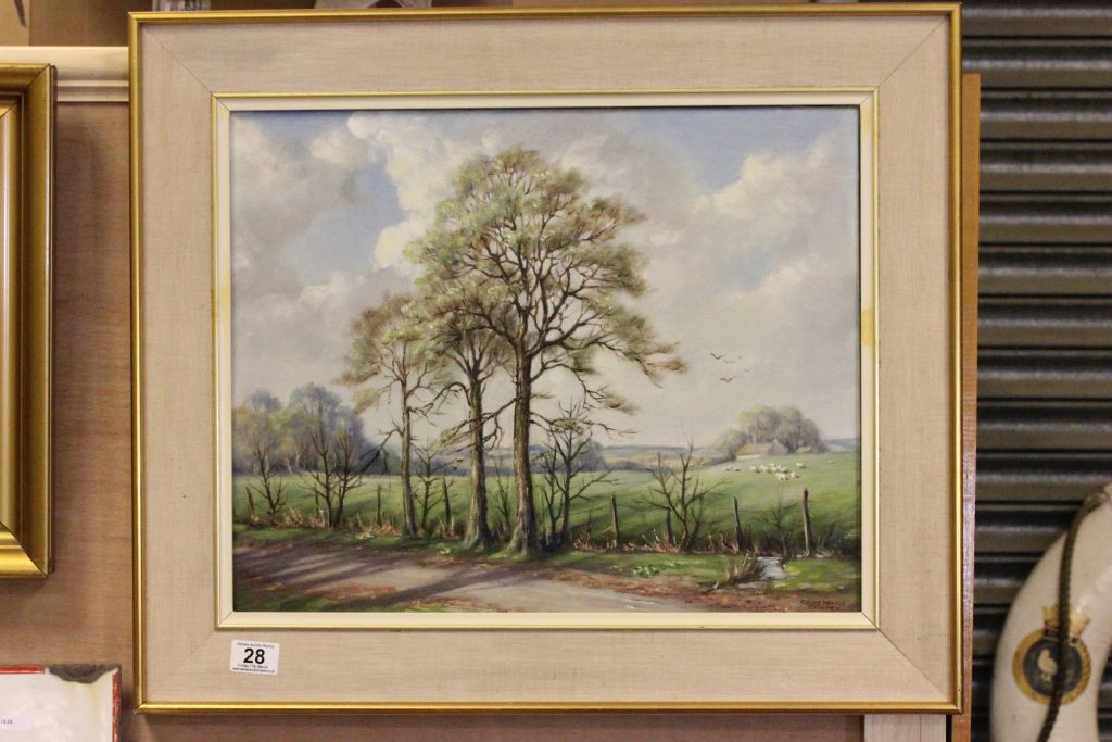 An oil on canvas of a country scene by Constance Cooper