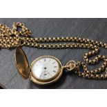 Gold plated Elgin full hunter pocket watch on 9ct gold Victorian chain