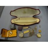 Mix of hallmarked silver and costume jewellery to include; silver ingot, silver dollar with mount,