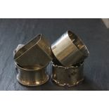 4 silver napkin rings, Birmingham 1936, Sheffield 1915, Birmingham 1929, Birmingham 1916 (33/4oz)