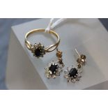 9ct Gold ladies ring & earring set