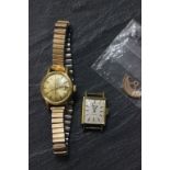 Ladies Omega automatic wrist watch with removed loose flywheel & papers plus a ladies Rotary