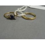 Ladies 9ct diamond & sapphire ring plus another wedding ring