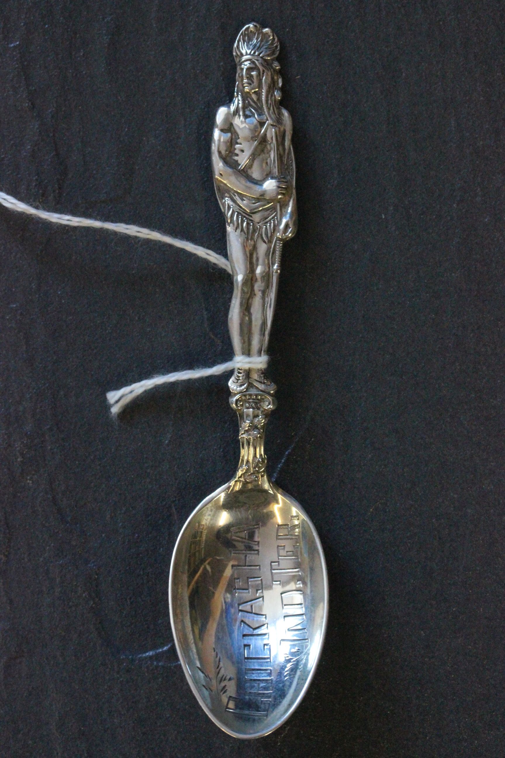 A interesting silver souvenir spoon, the bowl engraved " CHICKASHA IND.TER"