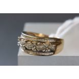 Ladies 9 carat gold and diamond ring