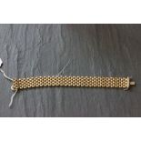 Heavy 3/4" wide woven style 9ct gold bracelet