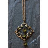 Art Nouveau 9ct gold necklace & chain