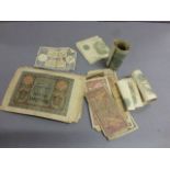 Packet of vintage UK and World banknotes