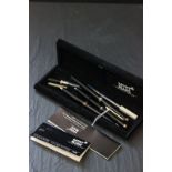 Cased set of Mont Blanc pens with accessories