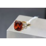 Yellow gold tourmaline and diamond dress ring