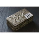 Chinese hallmarked silver box with dragon decoration with Wang Hing export marks to the base