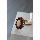 9ct gold opal and garnet ring