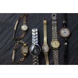 Mix of ladies vintage wrist watches including 9ct gold