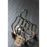 A silver four section toast rack, Sheffield 1908