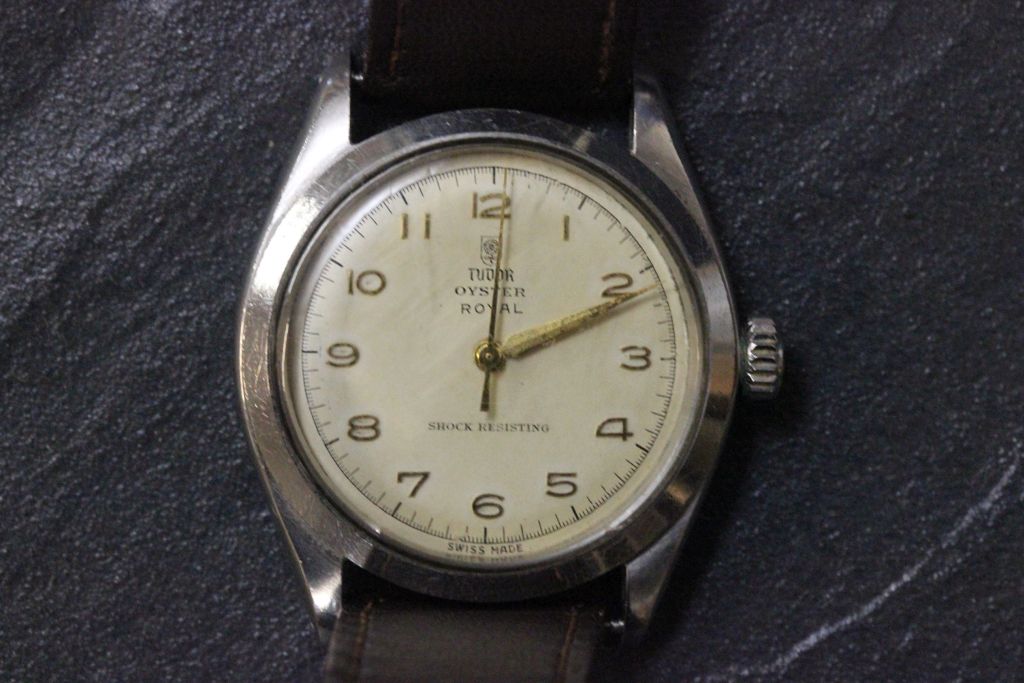 Gents Tudor Oyster Royal wrist watch with stainless steel Rolex case and winding crown