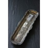 Edwardian hallmarked silver pin tray with embossed decoration, Birmingham 1903