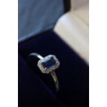 9ct White gold sapphire and diamond ring