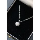 18ct White gold heart shaped diamond set pendant necklace