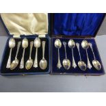 A set of silver teaspoons, Sheffield 1936, along with one other set of silver teaspoons