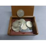 Small box of coins to include Napoleon iii silver 5 franc coin 1870