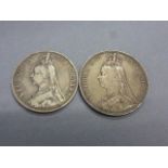 Victorian 1891 Crown & 1889 Double Florin