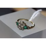 Ladies 18ct gold 10 stone Diamond & Emerald ring