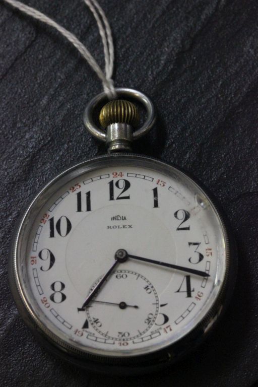 WW2 era Rolex 15 jewel pocket watch marked to the dial "India Rolex"