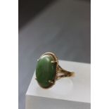 Chinese 14k gold and jade ring