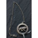 Georg Jensen Silver Lion Pendant, London 1976 on a Silver Chain