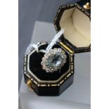 18k gold aquamarine and diamond ring