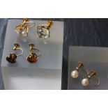 Three pairs of vintage 9ct gold earrings