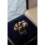 14ct Yellow gold South sea pearl and diamond set ring