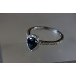18ct White gold sapphire and diamond pear shaped ring of 1.5ct's