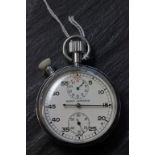 Vintage nero Lemania Military issue stopwatch with split action