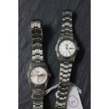 2 x Ladies stainless steel automatic Seiko 5 wrist watches