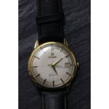 Gents Omega Geneve wrist watch with sweep second hand, date box, and new leather strap