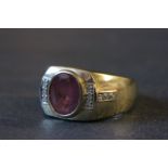 9ct Gold Gents signet ring with 4ct ruby & diamonds